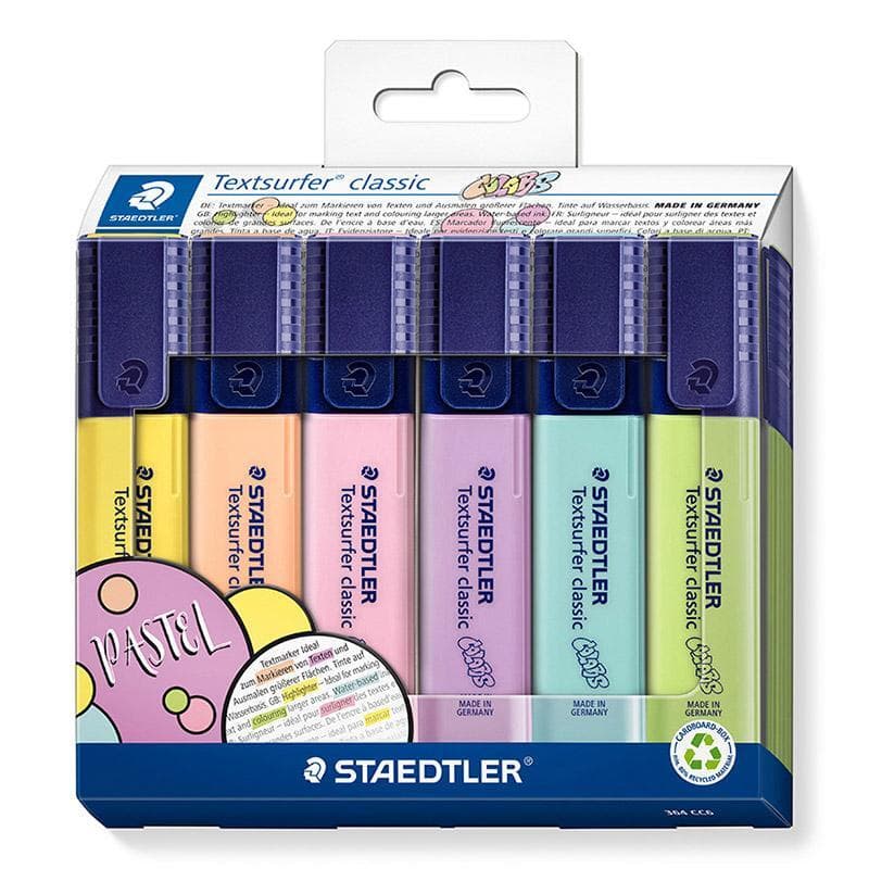Textsurfer Highlighter Cardbox Of 6 Assd Pastel Colours